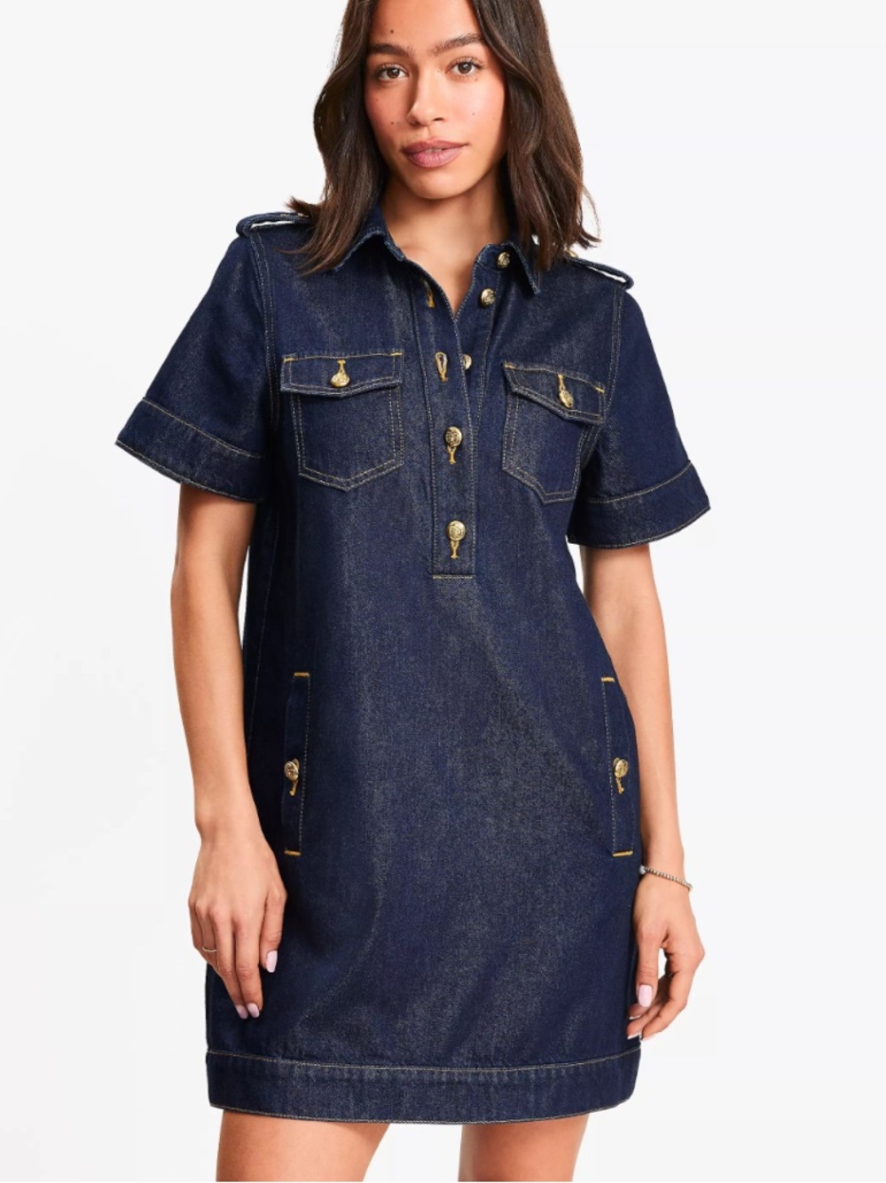 Loft Denim Short Sleeve Shirt Dress